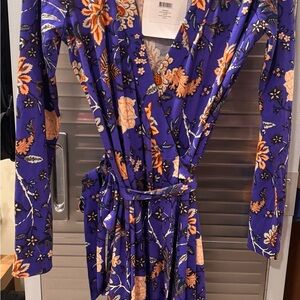 Diane von Furstenberg electric blue & orange Floral Wrap Dress size 8